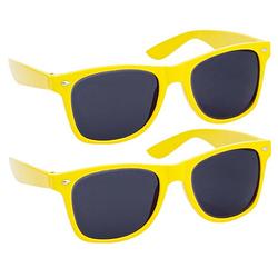 Foto van Hippe party zonnebrillen geel volwassenen 2 stuks - verkleedbrillen