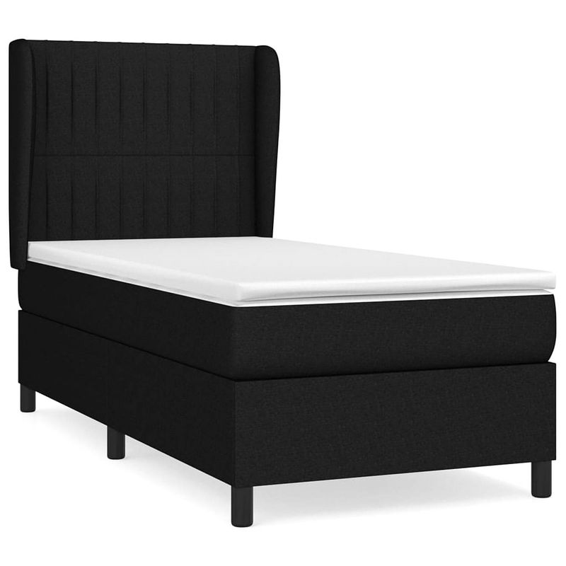 Foto van The living store boxspringbed - comfort - bed - 193x93x118/128 cm - zwart - stof (100% polyester)