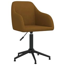 Foto van The living store draaibare eetkamerstoelen - bruin - fluweel - 53 x 51.5 x (77 - 89) cm - gasveer - 360 graden