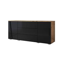 Foto van Meubella dressoir pure - 150 cm - zwart - eiken