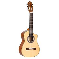 Foto van Ortega rq38 requinto series pro natural 1/2-formaat klassieke gitaar met gigbag