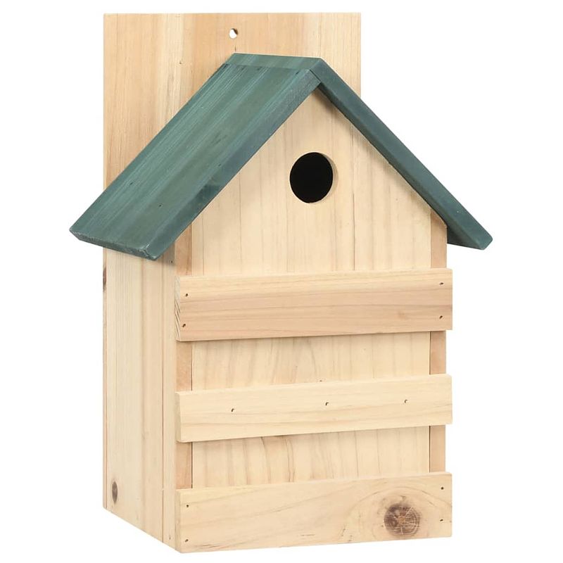 Foto van The living store vogelhuisjes - houten - nestkast - 23 x 19 x 33 cm - groen dak