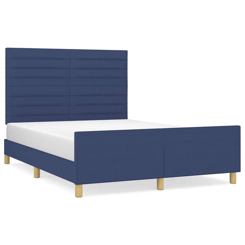 Foto van The living store bedframe - comfort - bedframes - 193 x 146 x 118/128 cm - blauw