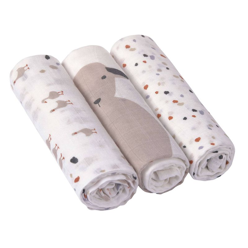 Foto van Lässig hydrofiele luier heavenly soft swaddle doek - 3 stuks l tiny farmer speckles 80 x 80 cm