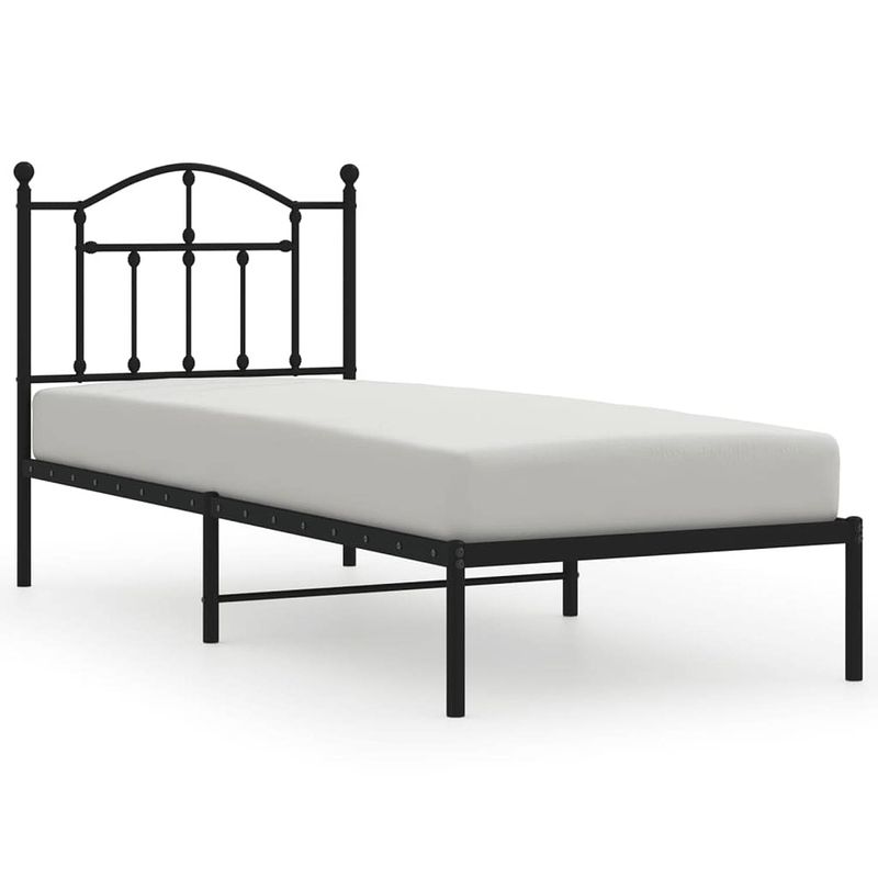 Foto van Vidaxl bedframe met hoofdbord metaal zwart 90x190 cm