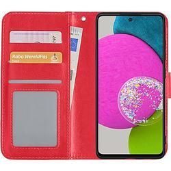 Foto van Basey samsung galaxy a52 hoesje book case kunstleer cover hoes samsung galaxy a52-rood