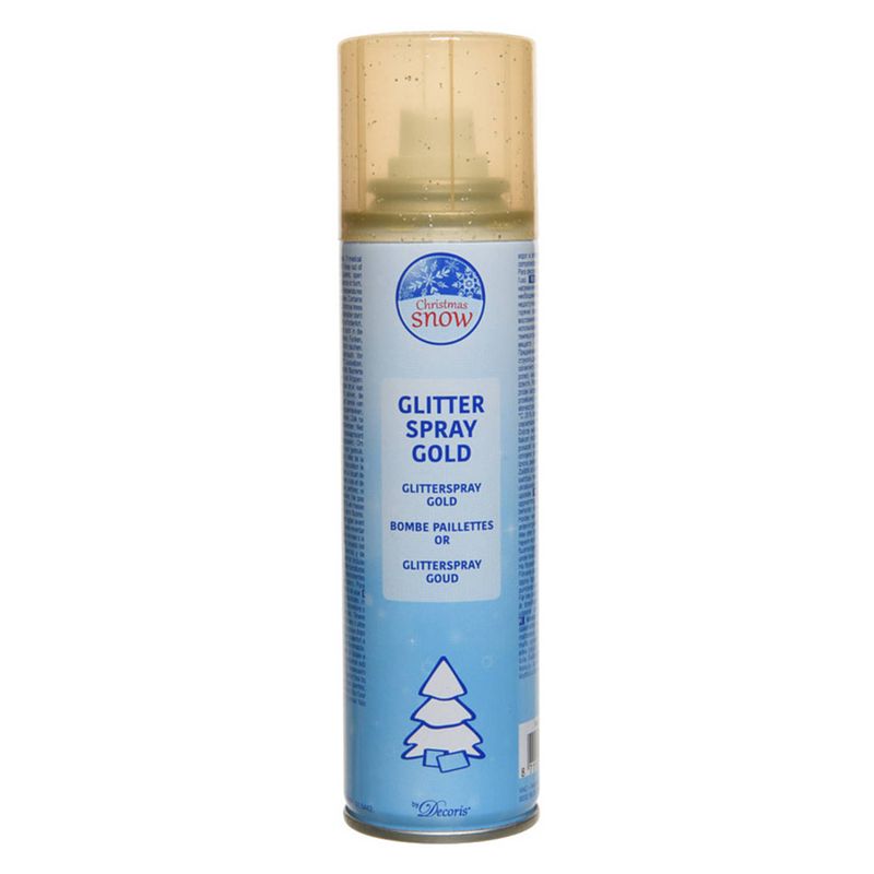 Foto van Decoratie spray/glitterspray goud 100 ml - feestdecoratievoorwerp