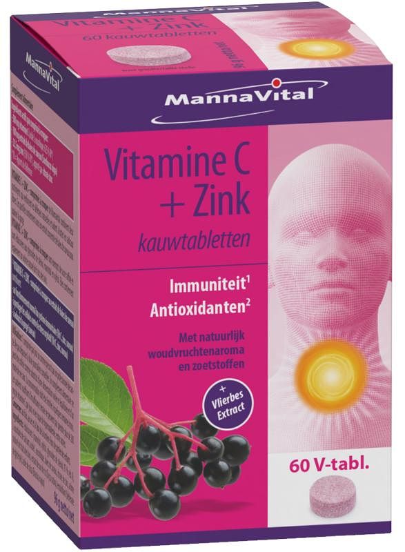 Foto van Mannavital vitamine c + zink kauwtabletten