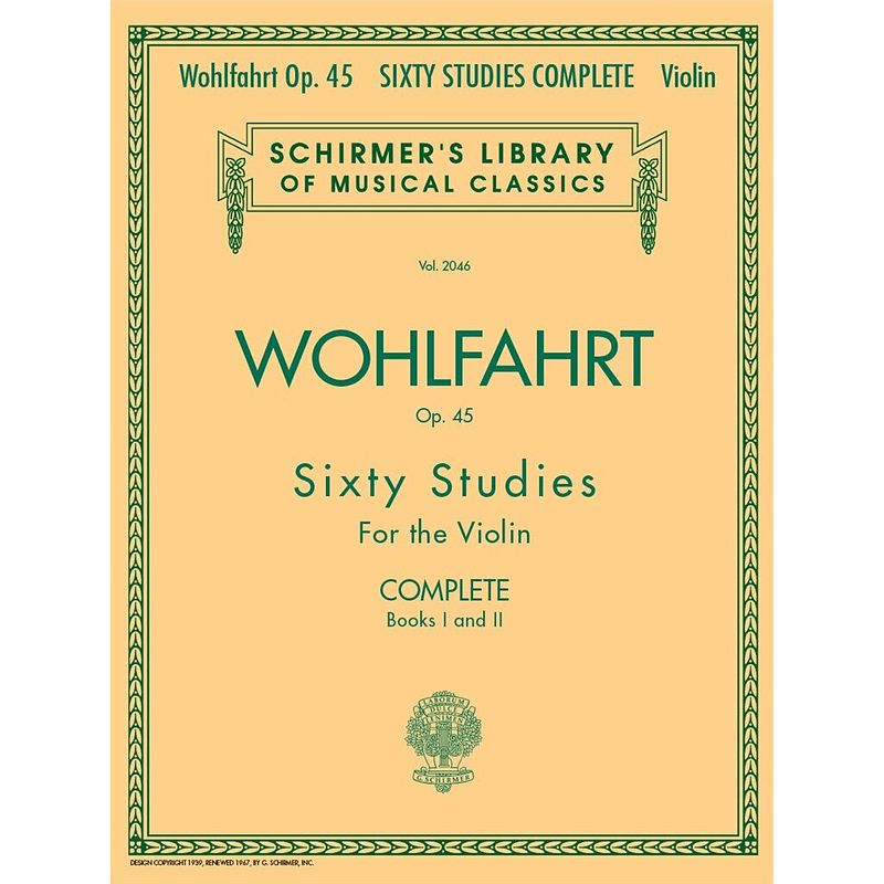 Foto van G. schirmer franz wohlfahrt - 60 studies, op. 45 complete books 1 and 2 voor viool