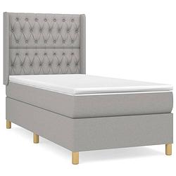 Foto van The living store boxspringbed - - bed - 203 x 103 x 118/128 cm - lichtgrijs - stof - duurzaam materiaal - hoogte