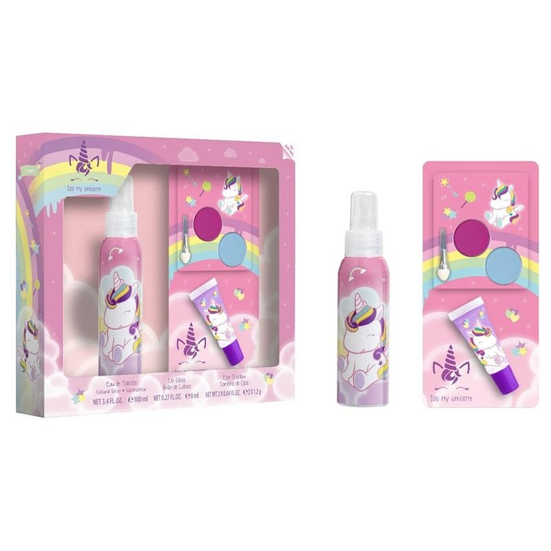 Foto van Eau my unicorn geschenkset - eau de toilette 100 ml, lipgloss & oogschaduw