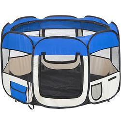 Foto van Opvouwbare puppyren puppytent - blauw - 125x115x64 cm