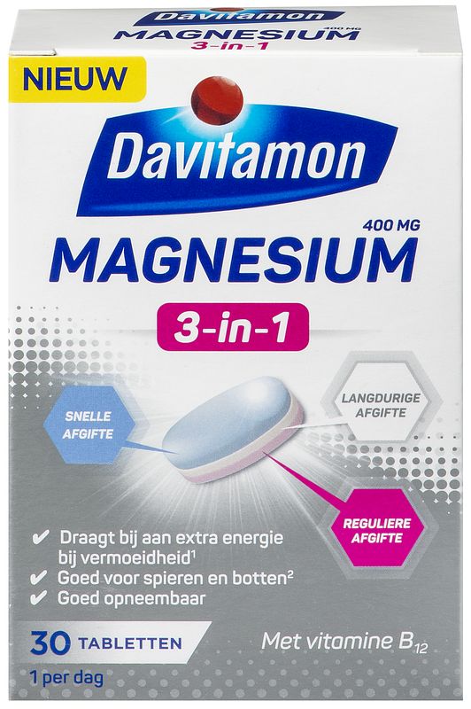 Foto van Davitamon magnesium 3-in-1 tabletten