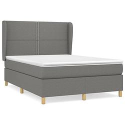 Foto van The living store boxspringbed - donkergrijs - 193 x 147 x 118/128 cm - met verstelbaar hoofdbord - pocketvering matras