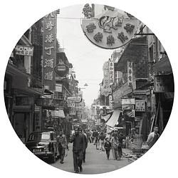 Foto van Wallart behangcirkel hong kong the old days 190 cm