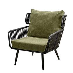 Foto van Yoi - hana lounge chair alu black/rope black/emerald green