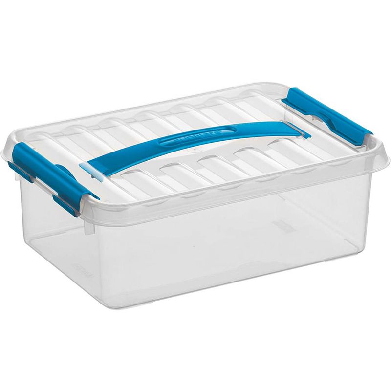 Foto van Sunware - q-line opbergbox 4l transparant blauw - 30,7 x 20 x 10,4 cm