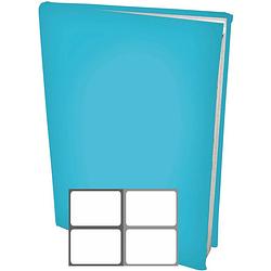 Foto van Rekbare boekenkaften a4 - aqua blauw - 6 stuks inclusief grijze textiel labels