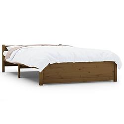 Foto van The living store bedframe massief grenenhout - double (135x190 cm) - honingbruin