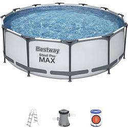 Foto van Bestway steel pro max buisvormig bovengronds zwembad 366x100 cm patroonreiniger 2006 l / h schaal