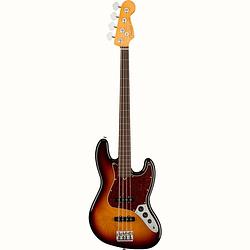 Foto van Fender american professional ii jazz bass fl 3-tone sunburst rw fretloze elektrische basgitaar met koffer