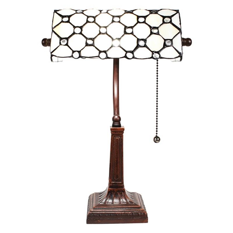 Foto van Clayre & eef cremekleurige bureaulamp tiffany 26*16*40 cm e27/max 1*40w 5ll-5687