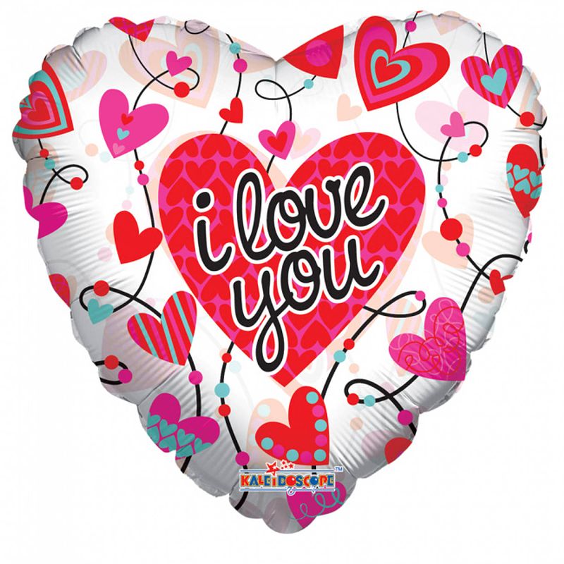 Foto van Kaleidoscope folieballon i love you 91 cm rood/wit