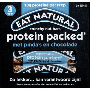Foto van Eat natural crunchy nut bars protein packed met pinda's en chocolade 3 x 45g bij jumbo