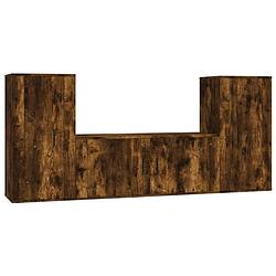 Foto van The living store tv-meubelset smoked oak - 100x34.5x40 cm - 2x40x34.5x80 cm