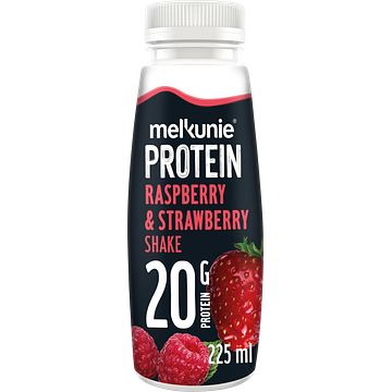 Foto van Melkunie protein raspberry & strawberry shake 225ml bij jumbo