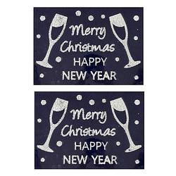 Foto van 2x stuks velletjes kerst glitter raamstickers merry christmas 28,5 x 40 cm - feeststickers