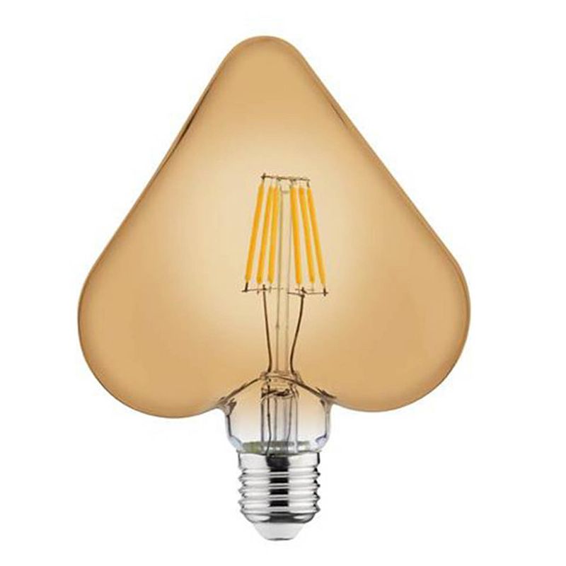 Foto van Led lamp - filament rustiek - hart - e27 fitting - 6w - warm wit 2200k