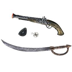 Foto van Verkleed speelgoed piraten zwaard en pistool met ooglapje - verkleedattributen