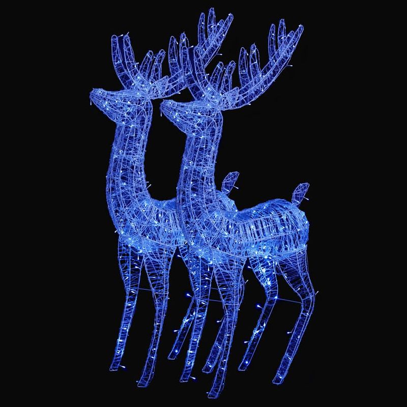 Foto van Vidaxl kerstdecoratie rendier xxl 2 st 250 led'ss blauw 180 cm acryl