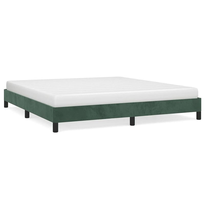 Foto van The living store bedframe fluweel - donkergroen - 203x183x25 cm - ondersteunende poten - multiplex lattenbodem