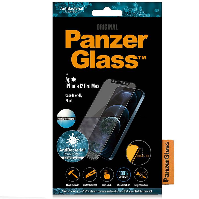 Foto van Panzerglass case friendly antiglare screenprotector voor de iphone 12 pro max - zwart