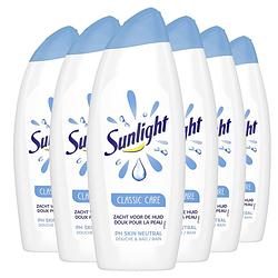 Foto van Sunlight zeep - badschuim & douchgel - classic care - ph-huidneutraal - 6 x 750 ml - voordeelverpakking