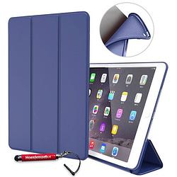 Foto van Hem apple ipad air bookcover donkerblauw met siliconenachterkant en hoesjeswebstylus - ipad hoes, tablethoes