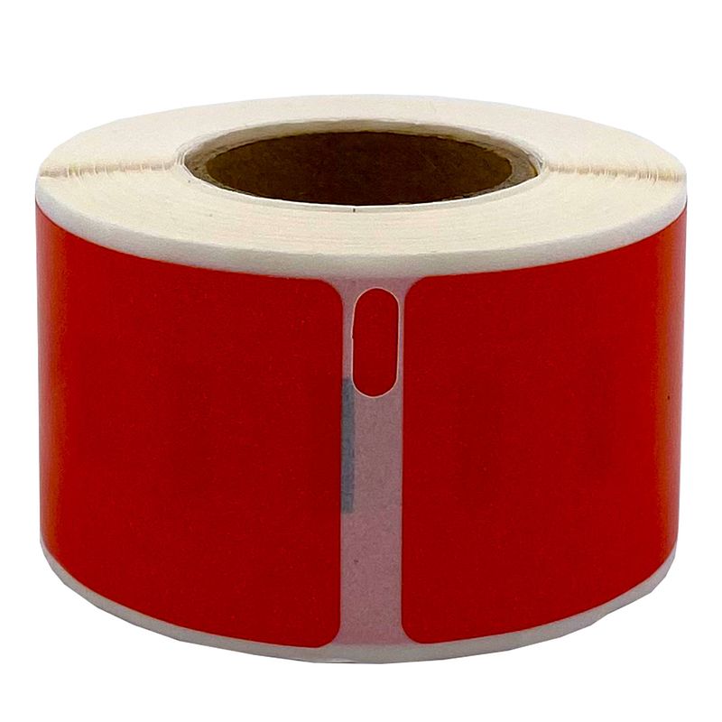 Foto van Dula dymo compatible labels - rood - 99010 - s0722370 - adresetiketten - 1 rol - 28 x 89 mm - 130 labels per rol