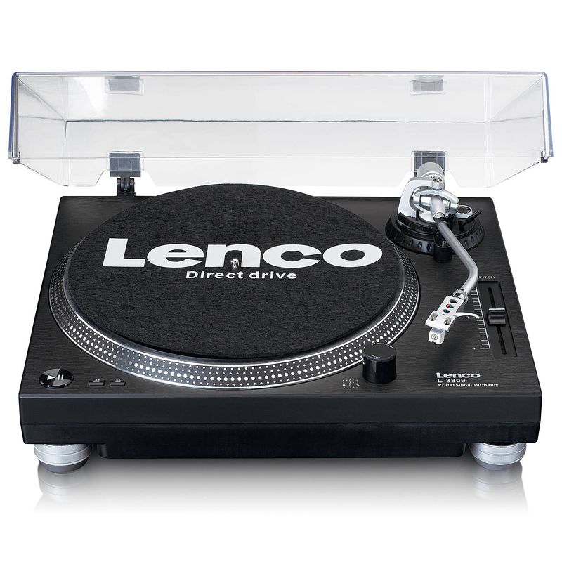 Foto van Direct aangedreven platenspeler met usb/pc encoding lenco l-3809bk zwart-zilver