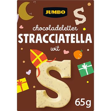 Foto van Jumbo chocoladeletter stracciatella wit s 65g