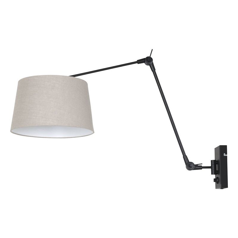 Foto van Steinhauer wandlamp prestige chic 8188 zwart kap linnen grijs