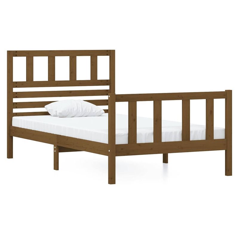 Foto van The living store bedframe honingbruin massief grenenhout - 195.5 x 96 x 100 cm - geschikt voor matras 90 x 190 cm