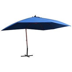 Foto van Vidaxl zweefparasol met houten paal 400x300 cm blauw