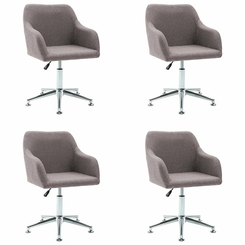 Foto van Vidaxl eetkamerstoelen draaibaar 4 st stof taupe