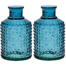 Foto van Bloemenvaas - 2x - hemelsblauw - transparant gerecycled glas - d12 x h20 cm - vazen