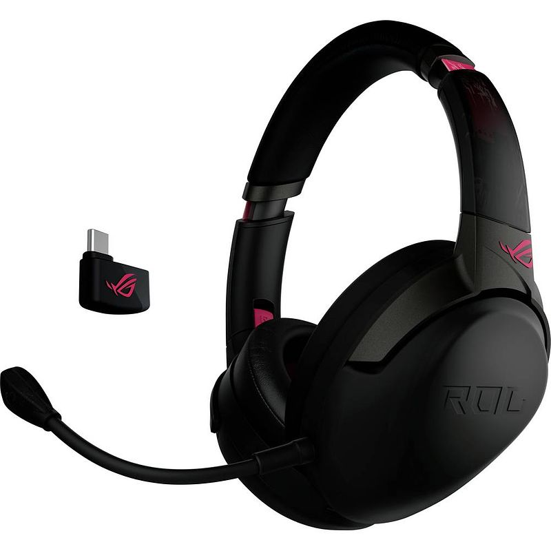 Foto van Asus rog strix go 2.4 electro punk over ear headset bluetooth, kabel gamen stereo zwart, roze ruisonderdrukking (microfoon), noise cancelling