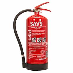 Foto van Savs® brandblusser vetblusser 6 liter - schuim - gpn-6x abf/mp - blusrating 21a 233b 40f - eco line - fluor en pfas arm