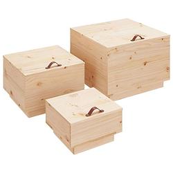 Foto van Vidaxl opbergboxen met deksels 3 st massief grenenhout