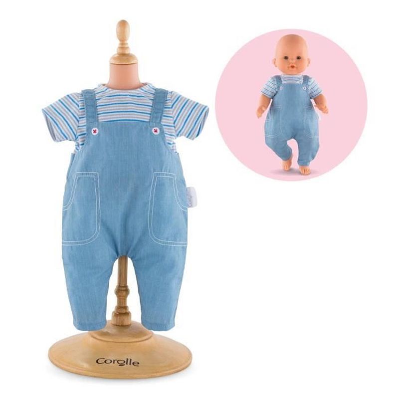 Foto van Corolle - mon grand poupon corolle - gestreept t-shirt en overalls voor baby'ss van 36 cm